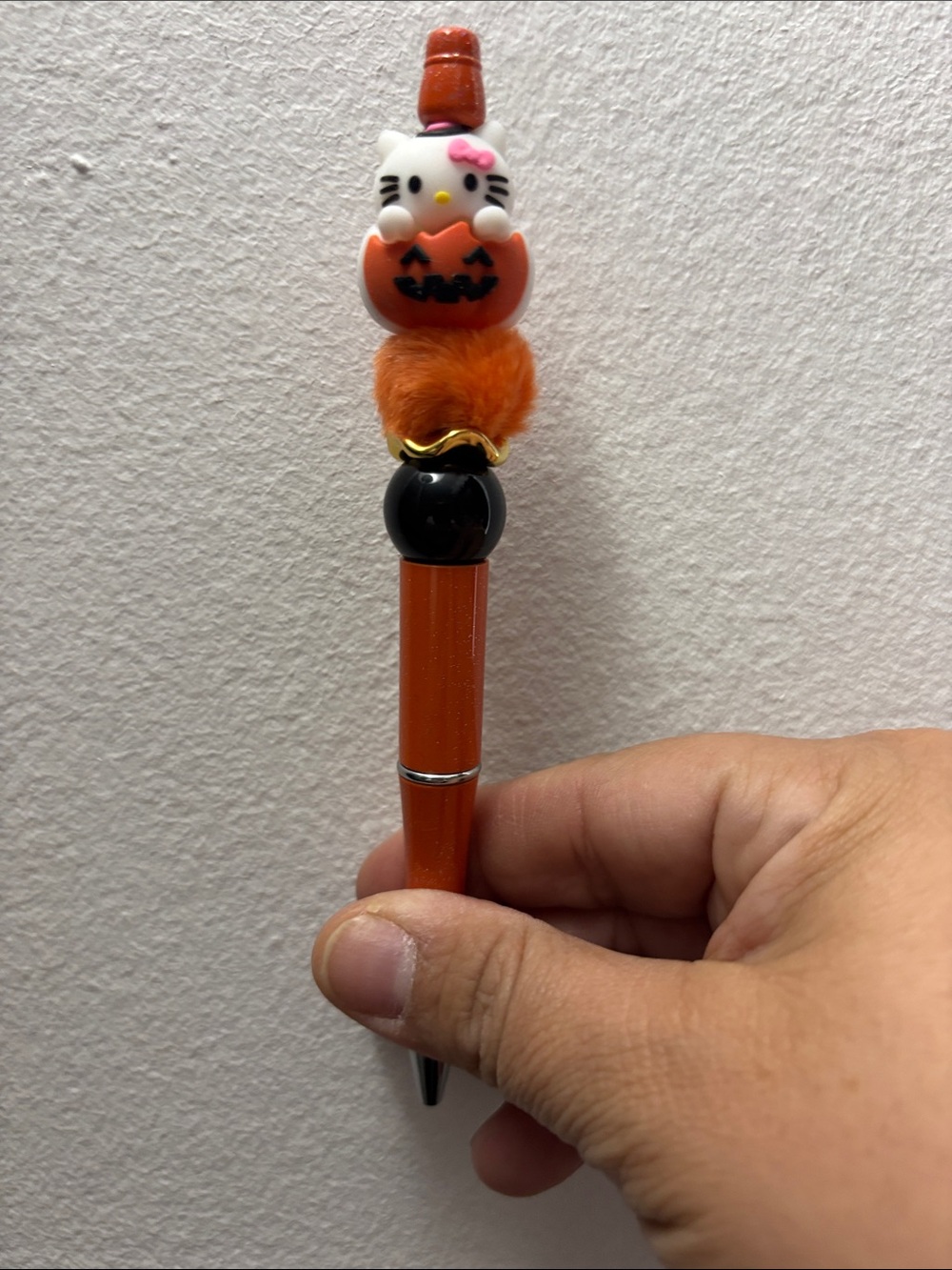 HK Orange and Black Pumpkin Topper Ballpoint Pen